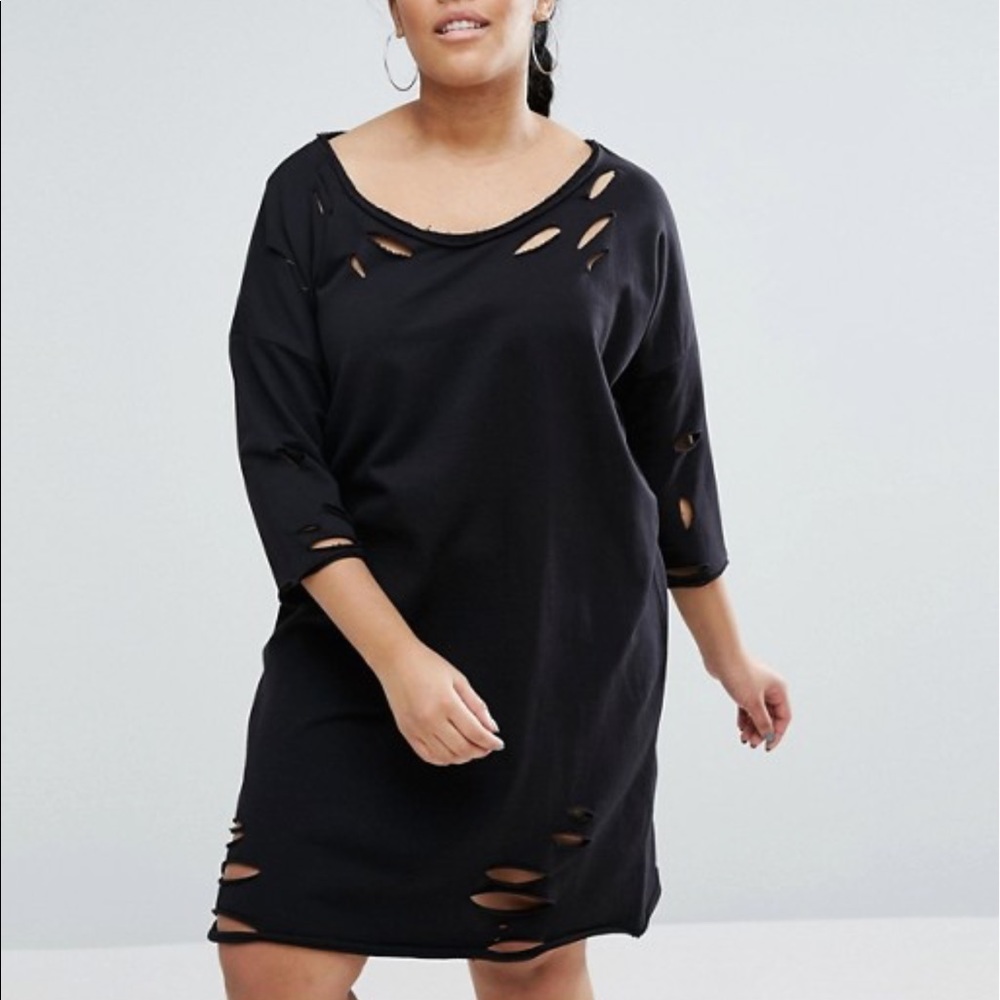 ASOS CURVE Sweat Off Shoulder Dress With Nibbles